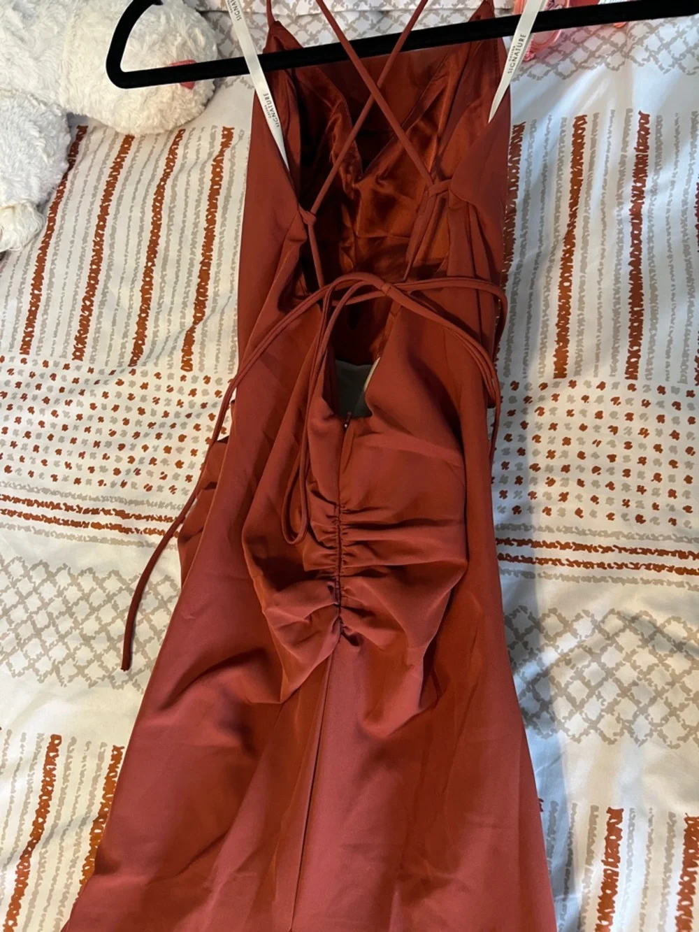 Cowl-Neck Maxi Slip Dress in Dark/ Burnt orange - Picture 4 of 5